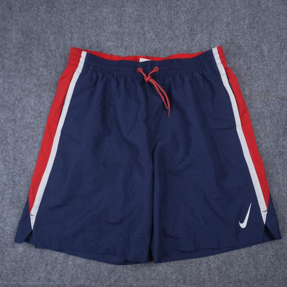 Nike Swim Trunks Mens Large Navy Blue Red White Colorblock‎ NESSC602-440